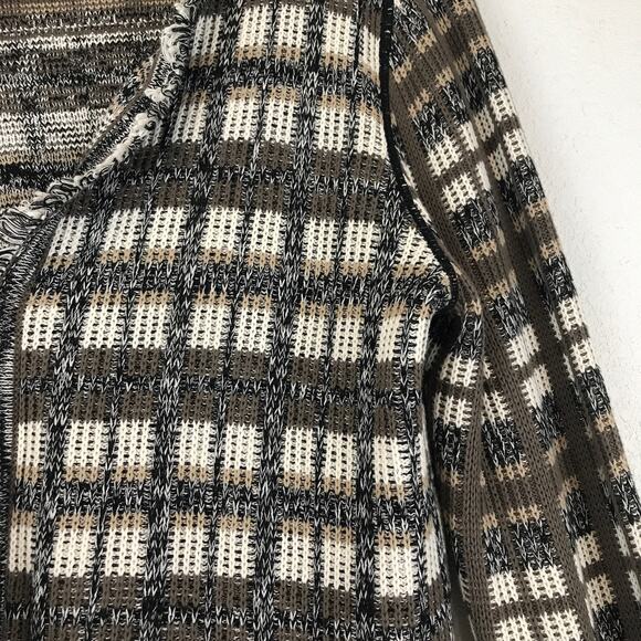 Cabi Classic Cardigan Plaid Fringe Open Front Knit Sweater Boho Brown Cotton L - Picture 8 of 13